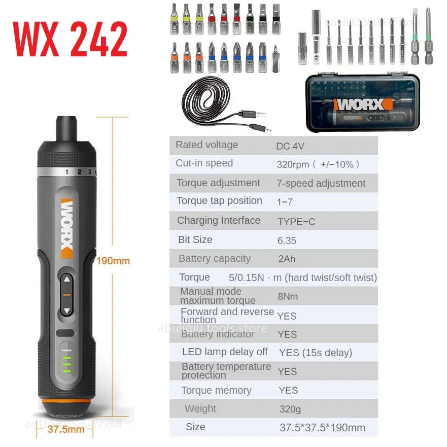 Xiaomi Worx 4V Mini Electrical Screwdriver Set WX242 WX240 Manual Automatic All-in-one Household Maintenance Repair for Laptop