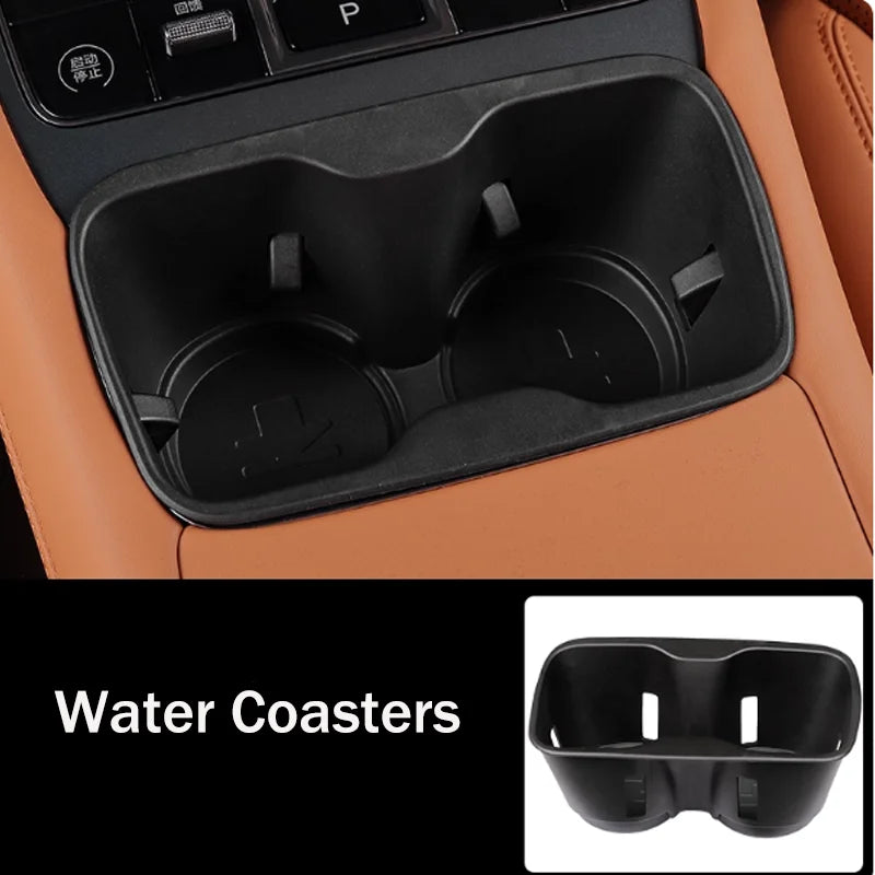 For BYD Sealion 7 07 EV 2024~2026 2025 Car Central Console Armrest Storage Box Water Coasters Pad Interior Decorate Accessories