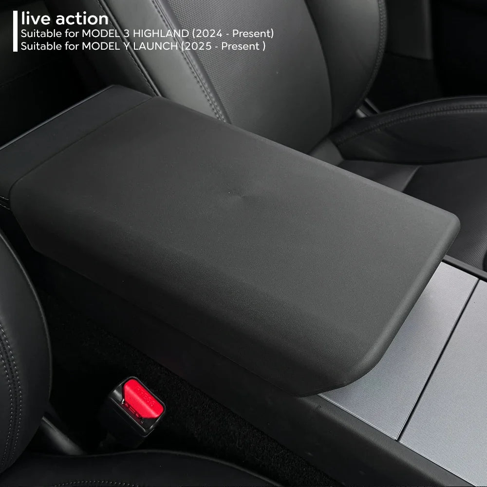 for Tesla Model Y Juniper Launch 2025 Model 3 Highland 2024 TPE Soft Armrest Box Cover Case Center Console Central Accessories