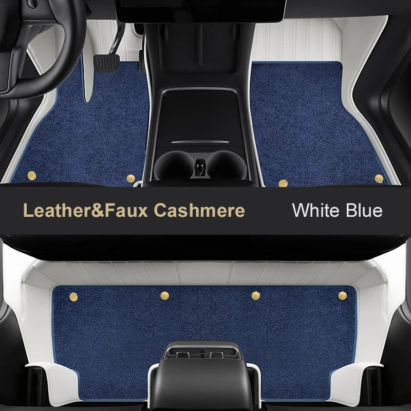 Tesla Model Y Custom Fit Car Accessories Floor Mat Interior Cowhide for Tesla Model Y Double Layers for Front and Rear Seat