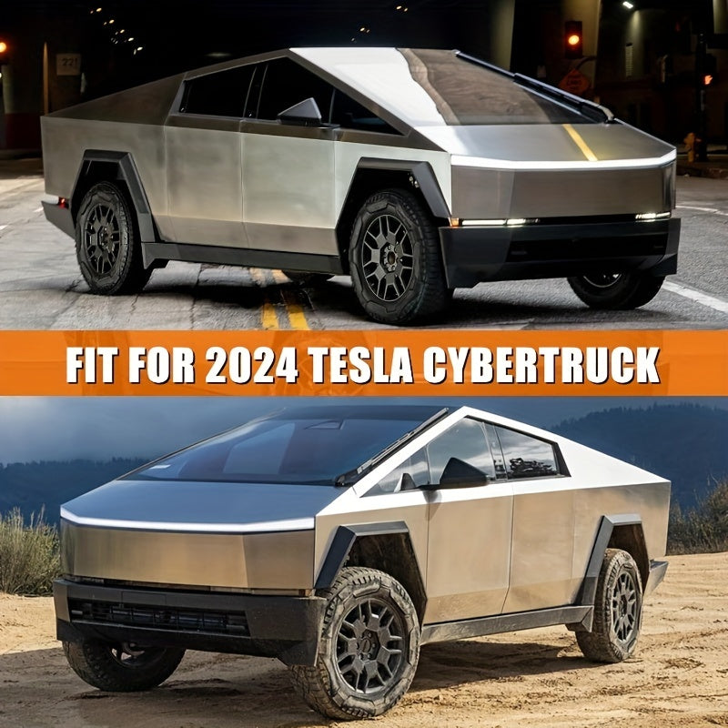 Silvery waterproof cover suitable for Tesla trucks, all-weather zipper door and windshield cover, protection against snow, rain and hail, Silvery car cover with reflective strips suitable for Tesla Cybertruck exclusive car co