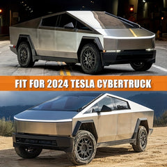 Silvery waterproof cover suitable for Tesla trucks, all-weather zipper door and windshield cover, protection against snow, rain and hail, Silvery car cover with reflective strips suitable for Tesla Cybertruck exclusive car co