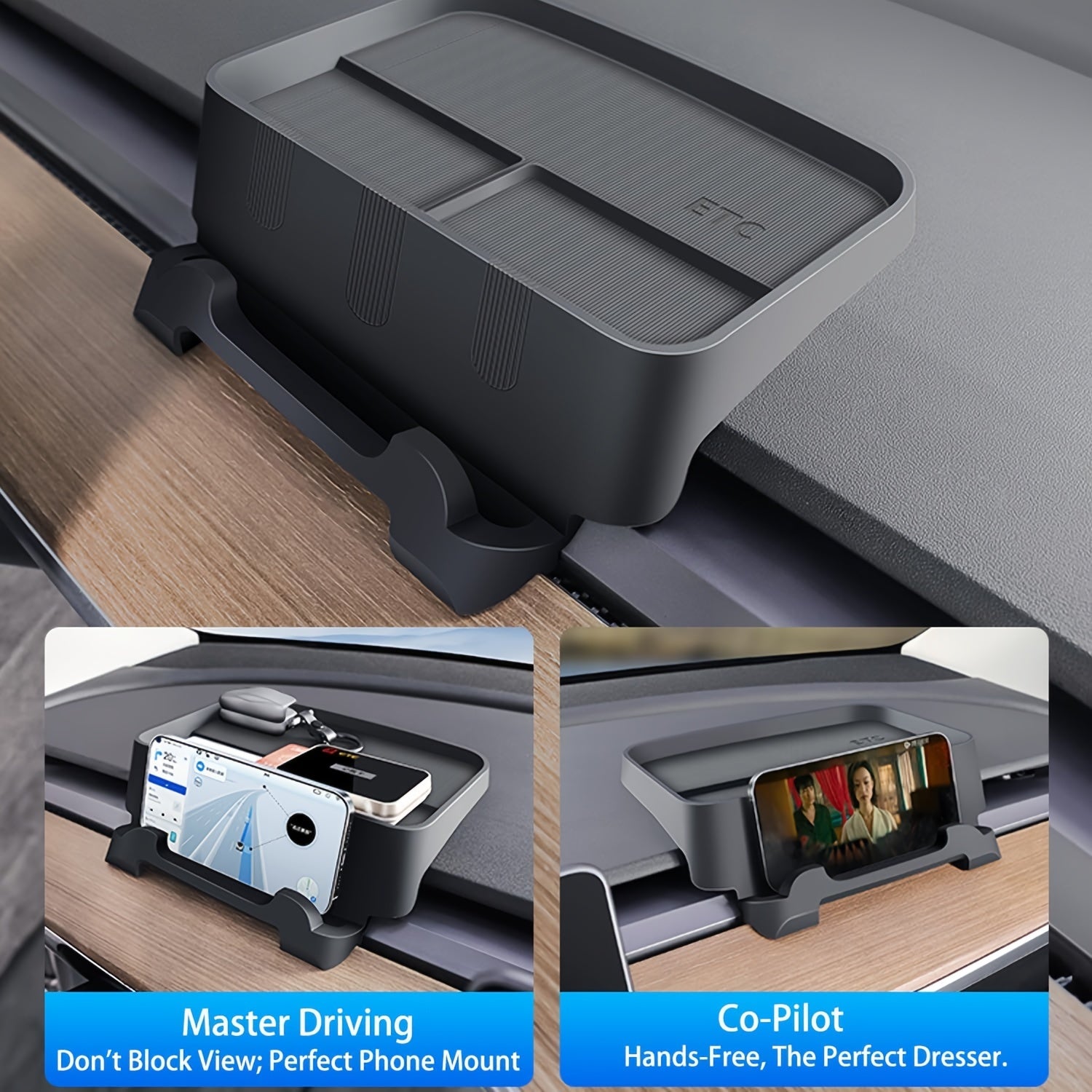 Topfit for Tesla Model 3 Y Instrument Panel Tray Organizers Phone Holder Sunglasses Mount for Tesla Model 3 Y Accessories